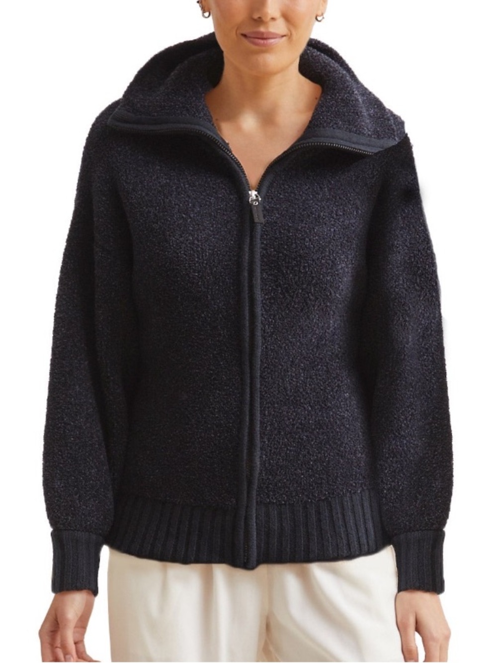 KASHWÉRE Long Sleeve Full Zip Oversized Jacket, Black XL, XXL